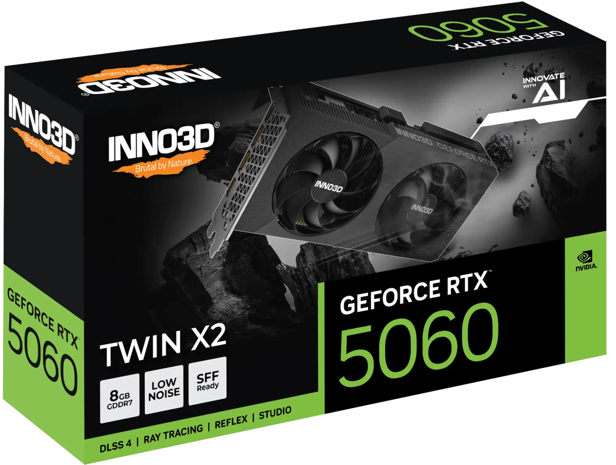 INNO3D GeForce RTX™ 5060 Twin X2 8GB GDDR7 Graphic Card | N50602 - 08D7 - 195071N - 8886307701169 - Vektra Computers LLC INNO3D GeForce RTX™ 5060 Twin X2 8GB GDDR7 Graphic Card | N50602 - 08D7 - 195071N - 8886307701169 - Vektra Computers LLC